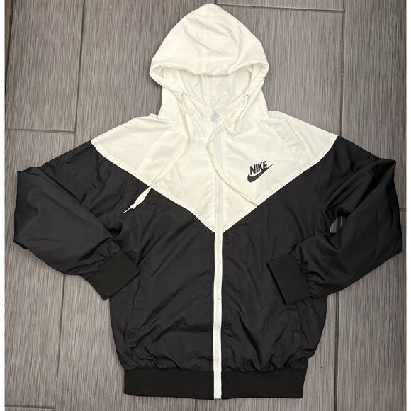 Nike Women’s Windbreaker Jacket White/Black Colorblock Size XL Windrunner - Picture 1 of 7